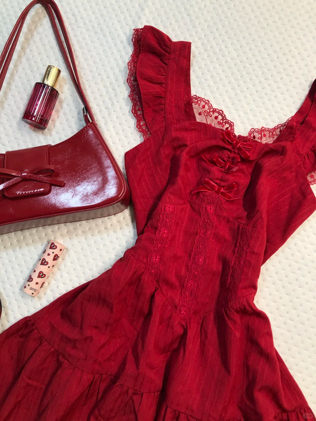 Burgundy Short Homecoming Dress Square Neck Ruffle Strap Lace Bow Tiered Vintage Cocktail Gown  NV6925