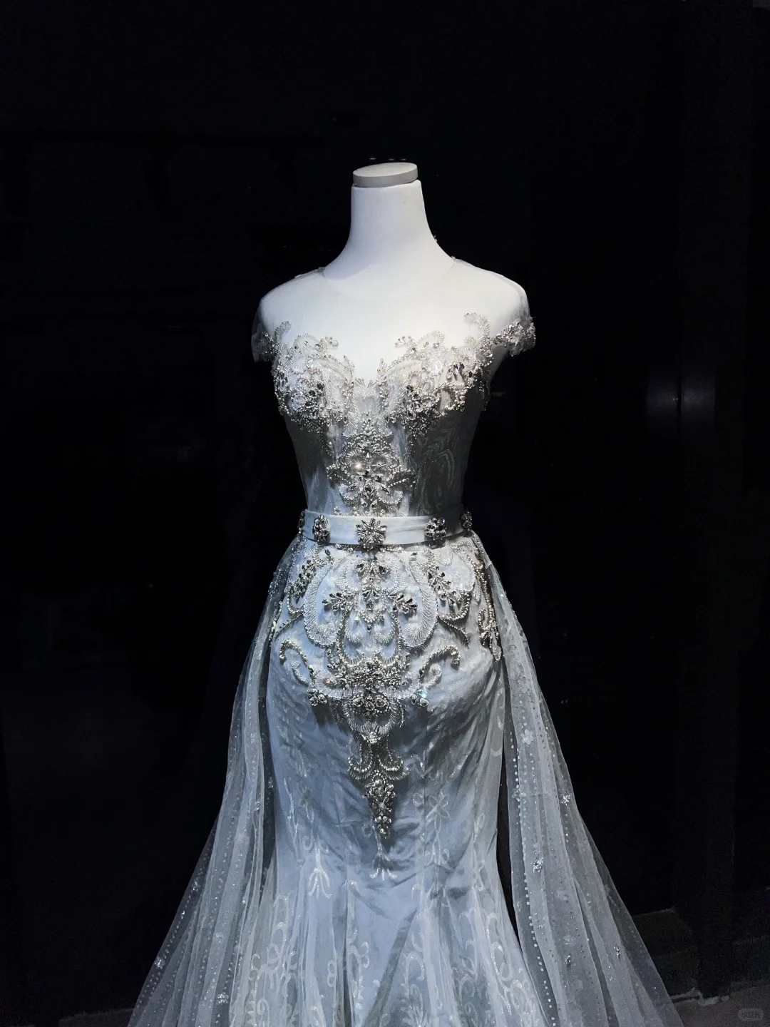 Off Shoulder Light Ice Blue Mermaid Evening Gown Beaded Lace Appliques Long Train Wedding Dress  NV7060