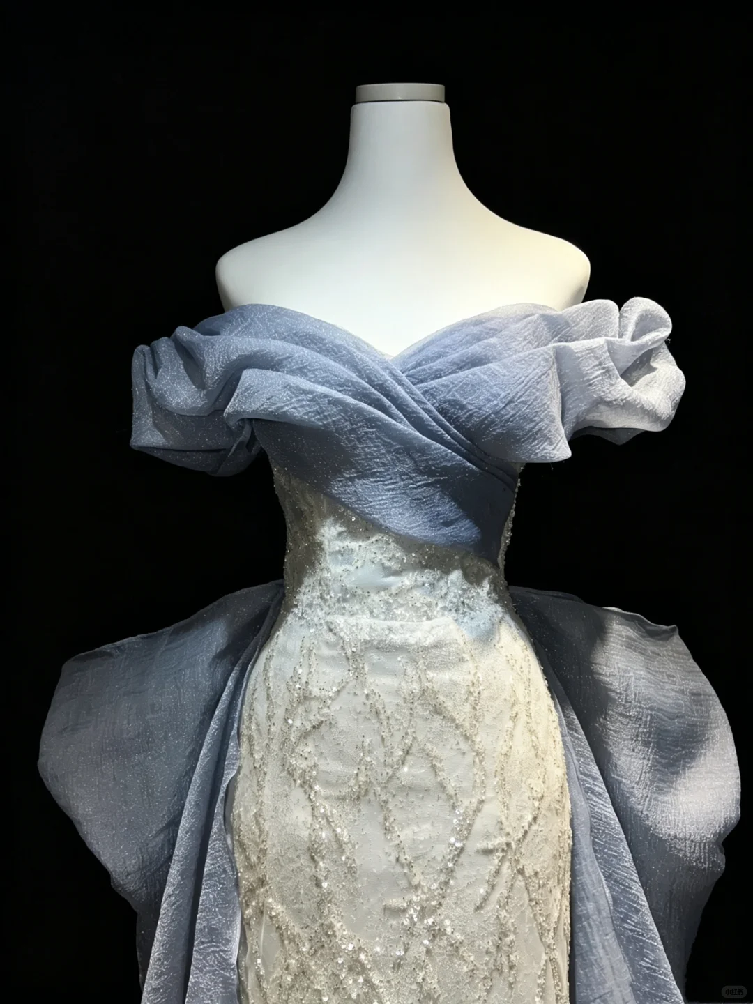 Dusty Blue Off Shoulder Mermaid Evening Gown Sequin Lace Embroidery Oversized Bow Long Train Formal Prom Dress  NV6996