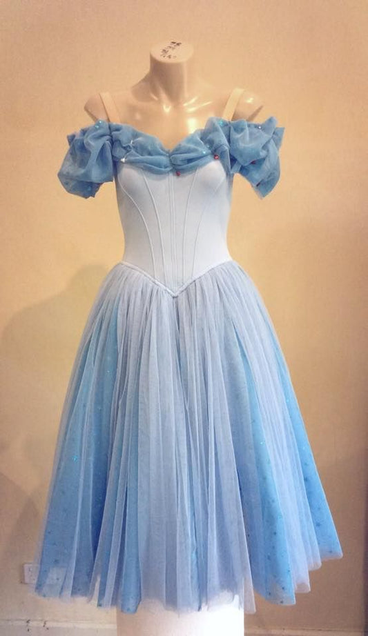 Blue Fashion Gradient Princess Mid-Length Tulle Homecoming Dress Birthday Party Dress nv5294