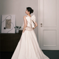 Two Piece Halter Lace Satin Wedding Dress with Back Bow and Pockets  NV7381