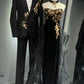 Robe de bal longue en tulle noir et or NV6626
