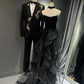 Robe de bal longue en tulle noir et or NV6626