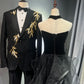 Robe de bal longue en tulle noir et or NV6626