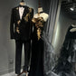 Robe de bal longue en tulle noir et or NV6626