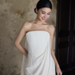 Ivory Strapless Chiffon Mermaid Wedding Gown with Draped Train  NV7197