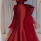 Red stylish elegant off-shoulder long satin ball gown evening dress party dress nv3590