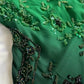 Green shiny fashion exquisite beading spaghetti straps long chiffon ball gown evening dress party dress nv3577