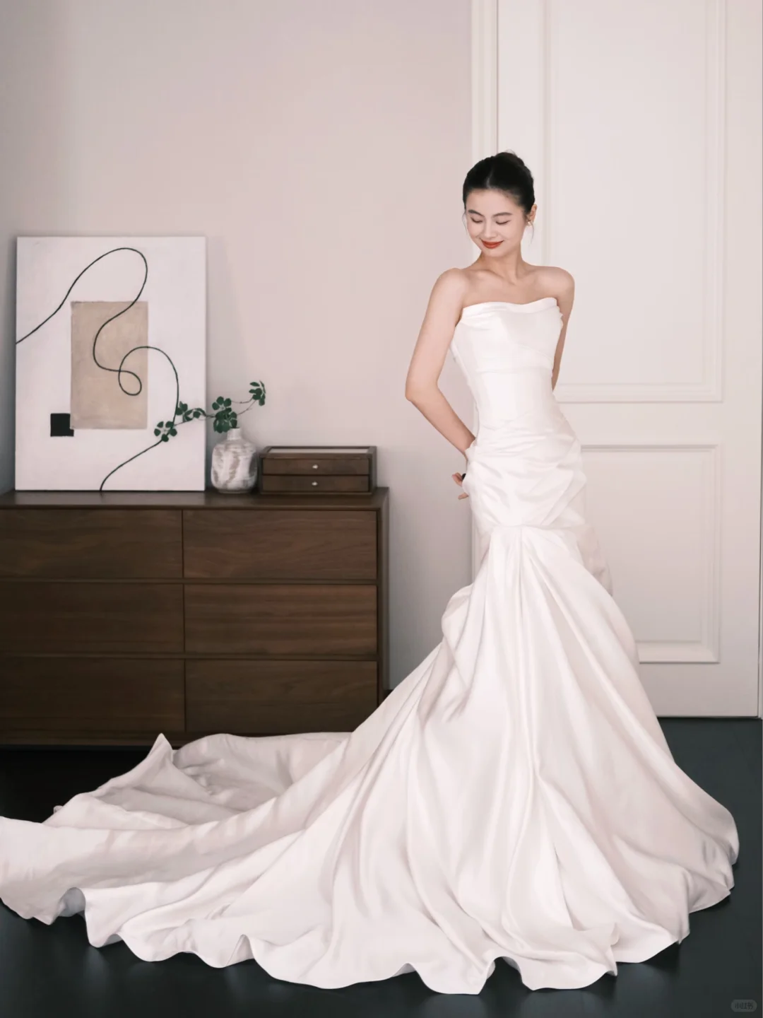Strapless Satin Mermaid Wedding Dress Long Train Bridal Gown  NV7217