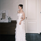 Off Shoulder Sheer Leaf Petal Tulle Bridal Gown, Boned Corset Wedding Dress  NV7362