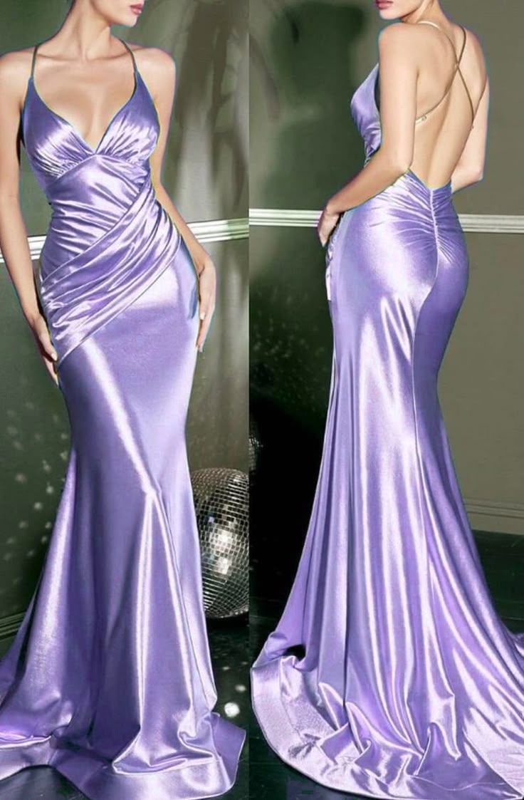 Pink Purple Fashion Elegant V-neck Spaghetti Straps Long Mermaid Slim Satin Sexy Empire Pleated Trailing Party Ball Gown Evening Dress Prom Dress nv3933