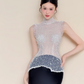 High Neck Sheer Rhinestone Black Satin Mermaid Evening Gown  NV7423