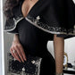 White/Green/Black simple elegant cape style embroidered long Prom Dress evening dress party dress nv2421