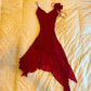Red floral ruffle short chiffon homecoming dress birthday dress prom dress nv4505