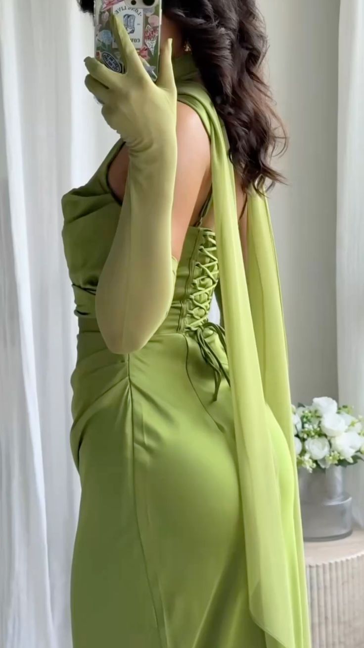 NiceVestidos--Green Simple And Elegant Back Tie Prom Dress Fashion Wedding Guest Dress NV5847
