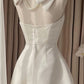 White suspender short satin homecoming dress birthday party dress nv5260