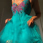 Teal Butterfly Beaded Short Chiffon Fantasy Fairy Homecoming Dress Birthday Party Dress nv5191