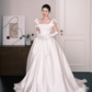 White Off The Shoulder Princess Satin Wedding Dress  NV7232
