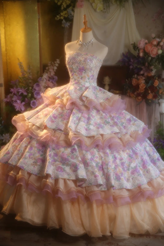 NiceVestidos--Vintage Dress Princess Dress Floral Exquisite Beaded Tulle 16-Year-Old Dress NV5856