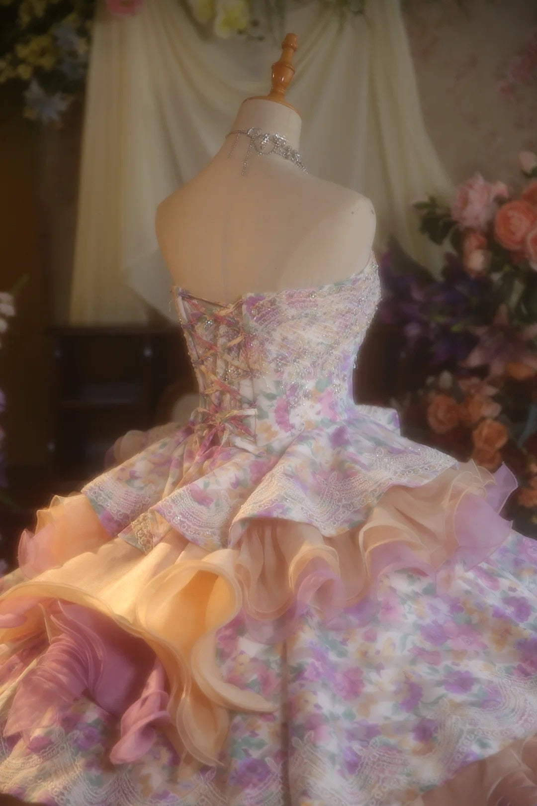 NiceVestidos--Vintage Dress Princess Dress Floral Exquisite Beaded Tulle 16-Year-Old Dress NV5856