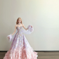 Ombre Pink Purple Feather Prom Gown Strapless Sweetheart Rhinestone Formal Dress  NV7164