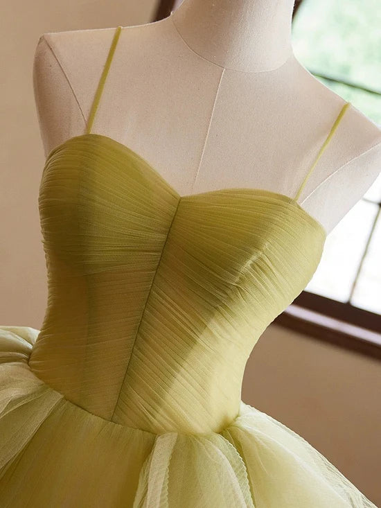 A-Line Sweetheart Neck Tulle Green Long Prom Dress, Green Long Formal Dress nv1871