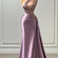 Pink high quality elegant beaded long prom dress new style one shoulder evening dress prom dress nv409