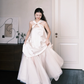 Halter Cutout Satin Tulle Wedding Dress with Beaded Bow Details  NV7385