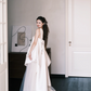 Halter Cutout Satin Tulle Wedding Dress with Beaded Bow Details  NV7385