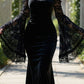NiceVestidos-_Gothic off-the-shoulder lace gown, long velvet, witch-inspired elegance NV6012
