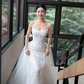 Ivory Strapless Lace Sequin Mermaid Wedding Gown Detachable Tulle Train  NV7192
