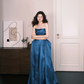 Peacock Blue Strapless Satin High Slit Formal Prom Dress  NV7310