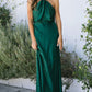 Green simple elegant strapless shoulder pleated long dress ball gown evening dress party dress nv2503