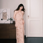 Nude Pink Halter Chiffon Prom Dress 3D Floral Beaded Evening Gown  NV7209