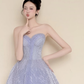 Strapless Lavender Mermaid Prom Dress, 3D Scale Sequin Princess Ball Gown  NV7427