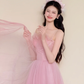 Ombre Pink Ruffle Sweetheart Sparkly Tulle Evening Ball Gown  NV7429