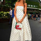 White polka dot fashionable mid-length chiffon homecoming dress birthday party dress nv5283