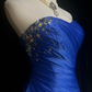 Strapless Royal Blue Homecoming Dress Pleated Satin Mini Formal Gown with Rhinestone Beading  NV6888