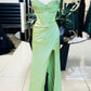Green Gorgeous Shiny Exquisite Beaded Long satin Slit Elegant Sexy Ball Gown Evening Dress Party Dress nv4147