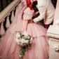 NiceVestidos--Pink exquisite lace floral long floor-length ball gown wedding dress NV5832