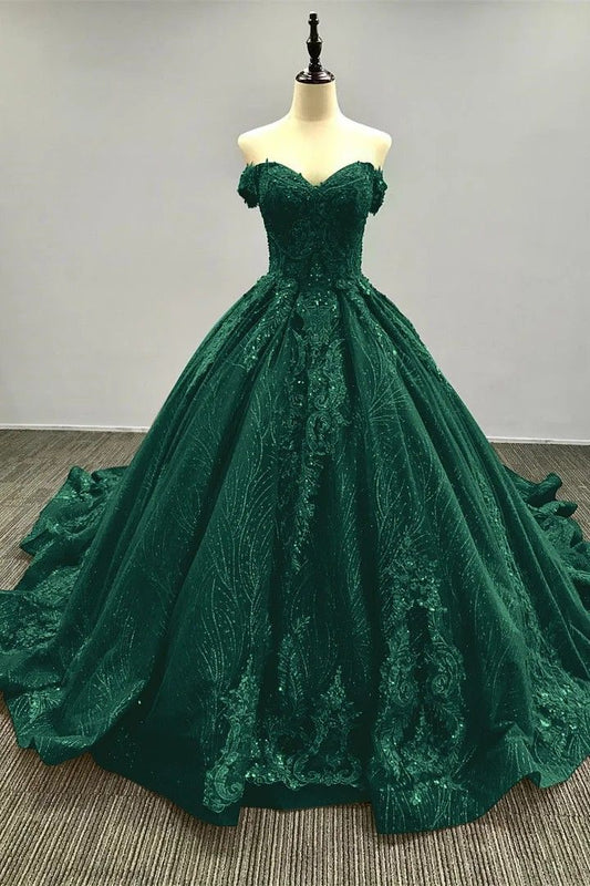Robe de bal longue verte délicatement perlée NiceVestidos NV6106