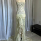 Green Fashion Elegant Exquisite Lace Ruffle Long Tulle Evening Gown Prom Dress Party Dress nv3760