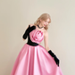 Black Pink Strapless Satin Ball Gown 3D Rose Prom Dress  NV7174
