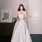 Strapless Tweed Prom Dress with 3D Flowers, Elegant A-Line Evening Gown  NV7334