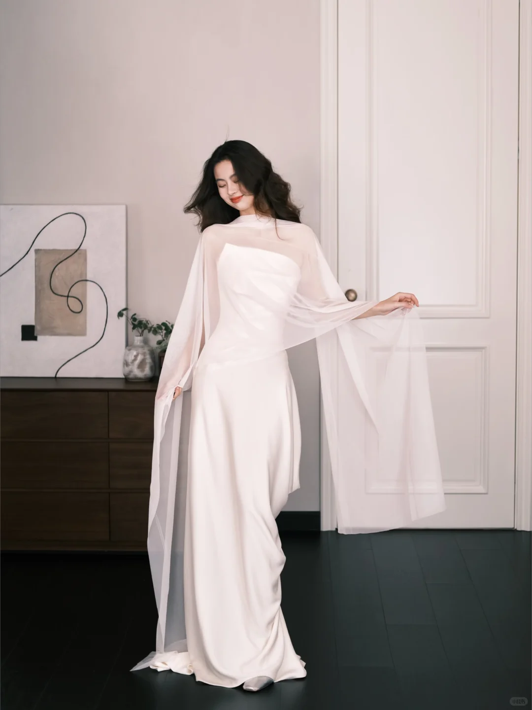Simple Strapless Satin Mermaid Bridal Gown with Chiffon Sash  NV7308
