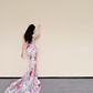 Spaghetti Strap 3D Colorful Flower Sheer Mermaid Prom Dress with Train  NV7425