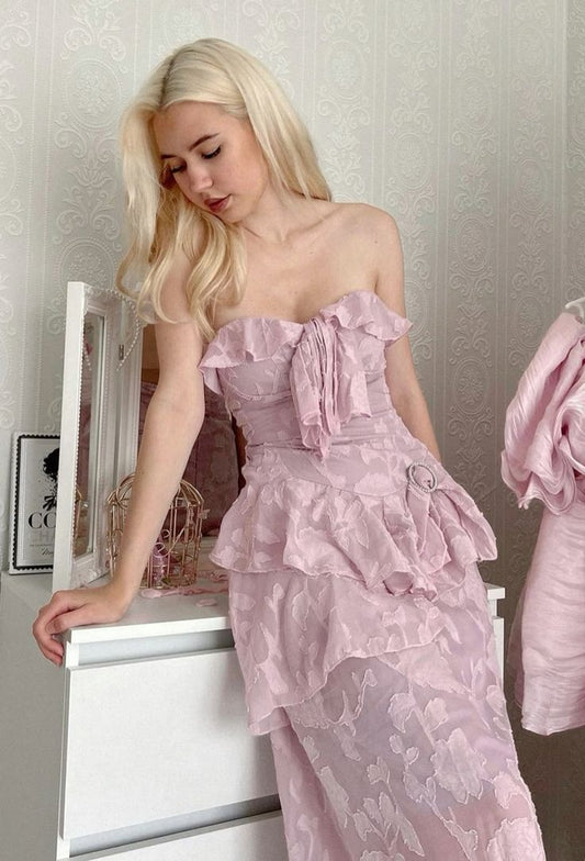 Pink Fashion Elegant Exquisite Lace Long Prom Dress Evening Dress Party Dress nv3524
