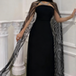 Robe de soirée longue noire glamour avec châle, NV2518