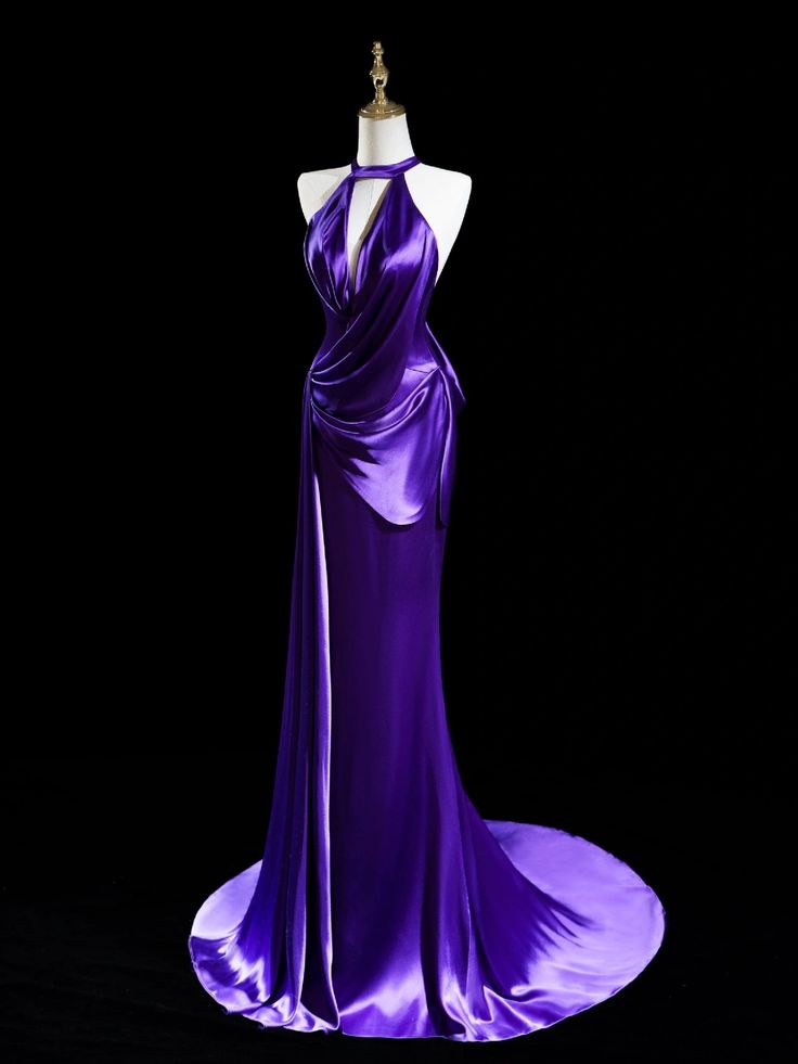 Purple Simple Elegant Satin Long Prom Dress Evening Gown Party Dress nv4256