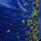 Strapless Royal Blue Homecoming Dress Pleated Satin Mini Formal Gown with Rhinestone Beading  NV6888